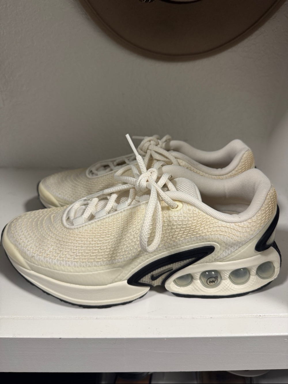 Nike Women's Cream White Athletic Sneakers with Black Accents